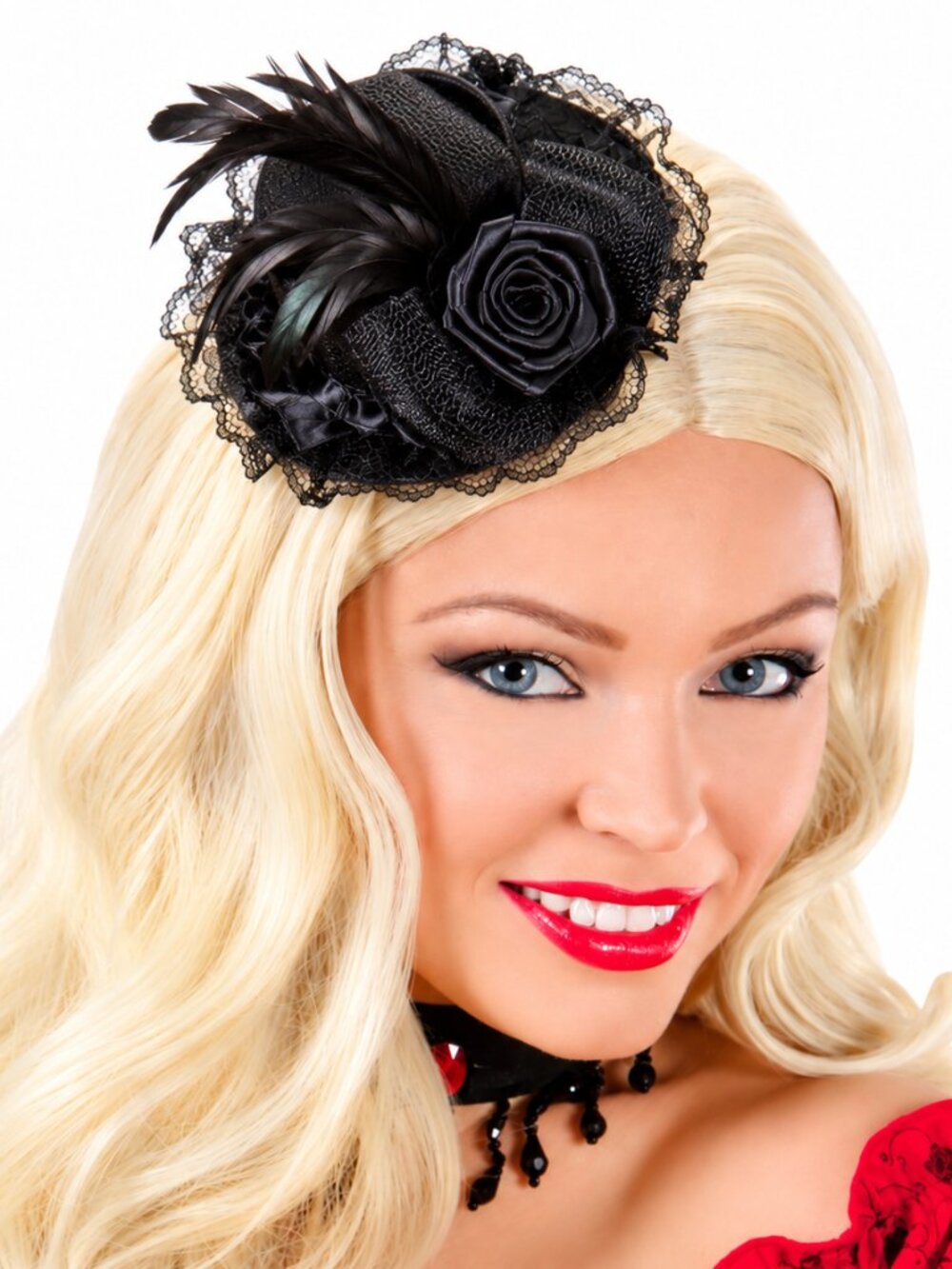 Leg Avenue Gothic Black Lace Feather Mini Top Hat Fascinator Headpiece Vtg
